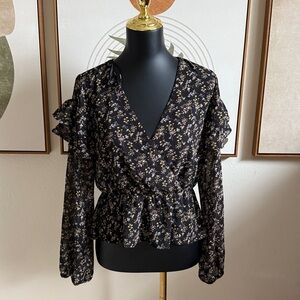 3/$10 Forever 21 Black Floral Blouse